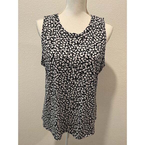 Vince Camuto Womens Printed Split-Back Key Rich Black Floral Blouse Top B68 - Picture 1 of 7
